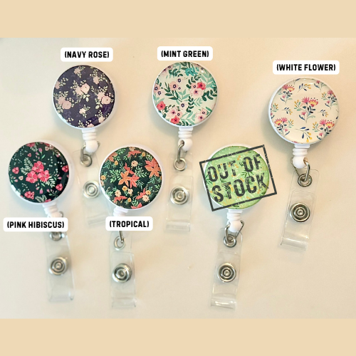 Floral Retractable Badge Holder