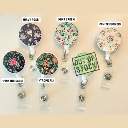 Floral Retractable Badge Holder